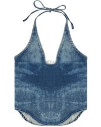 DIESEL - De-Janice-S Halterneck Denim Top - Lyst