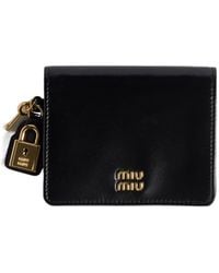 Miu Miu - Logo-Lettering Bi-Fold Wallet - Lyst