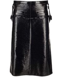 Courreges - Courrèges Midi Leather Skirt - Lyst