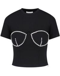 Area - Embellished Short Sleeved Bustier Style Top - Lyst