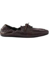 Prada - Logo-Printed Lace-Up Boat Shoes - Lyst