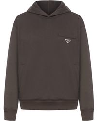 Prada - Triangle-Logo Long-Sleeved Hoodie - Lyst