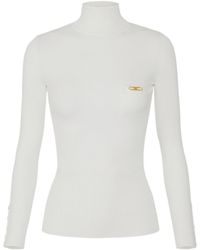 Elisabetta Franchi - Breast Pocket Ribbed Knit Top - Lyst