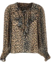 RIXO London - Pattern-Printed Long-Sleeved Blouse - Lyst