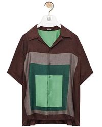 Loewe - Colorblocked Silk Bowling Shirt - Lyst