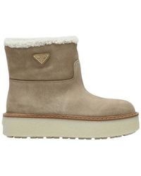 Prada - Triangle-Logo Slip-On Boots - Lyst
