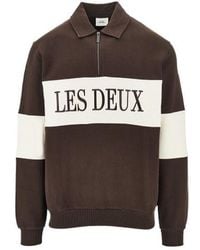 Les Deux - Logo-Embroidered Panelled Sweater - Lyst