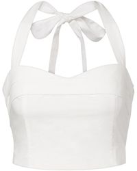 Posse - Rue Halterneck Cotton Crop Top - Lyst