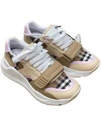 Burberry - Color-Blocked Plaid Sneakers - Lyst