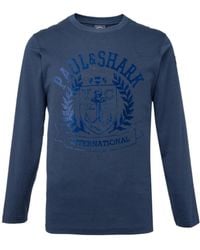 Paul & Shark - T-Shirt With Round Neck And Long Sleeves - Lyst