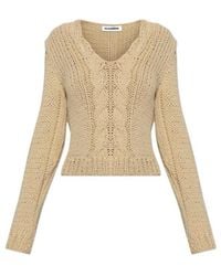 Jil Sander - Cable-Knit Cropped Knitted Sweater - Lyst