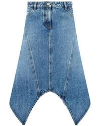 The Attico - The Asymmetric Denim Midi Skirt - Lyst