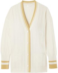 Eres - Striped Ribbed Wool And Cashmere-Blend Cardigan - Lyst