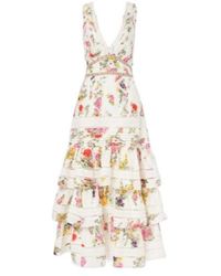 CAMILLA - Floral Tiered Cotton And Silk Maxi Dress - Lyst