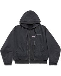 Balenciaga - Layered Faded Zipped Hoodie - Lyst