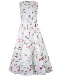 Giambattista Valli - Carnations Sleeveless Poplin Midi Dress - Lyst