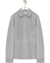 Loewe - Anagram Embossed Leather Overshirt - Lyst