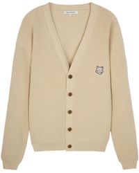 Maison Kitsuné - Maison Kitsuné Fox Head Embroidered Knitted Cardigan - Lyst
