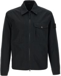 Stone Island - Logo Patch Zip-Up Overshirt - Lyst