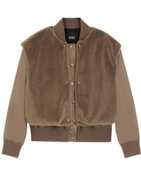 BOSS - Boss Removable Faux-Fur Gilet Satin Bomber Jacket - Lyst