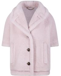 Max Mara - Teddy-Texture Buttoned Cape - Lyst