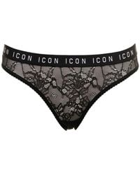 DSquared² - Logo Printed Lace Detailed Briefs - Lyst