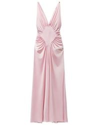 Versace - V-Neck Draped Dress - Lyst