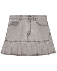 Ganni - Future Denim Pleated Mini Skirt - Lyst