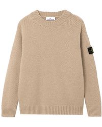 Stone Island - Textured Crew Neck Knitted Jumper - Lyst