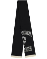 McQueen - Logo Intarsia Knitted Fringed Scarf - Lyst