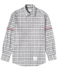 Thom Browne - Prince Of Wales Check Twill Armband Oversized Shirt - Lyst