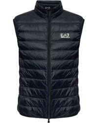 EA7 - Logo Printed Quilted Padded Gilet - Lyst