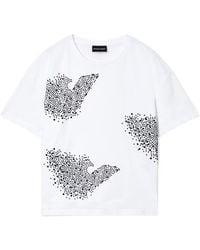 Emporio Armani - Jersey T-Shirt With Rhinestone Eagle - Lyst