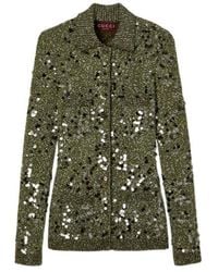 Gucci - Polo Neck Tweed Cardigan - Lyst
