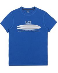 EA7 - Logo Printed T-Shirt With Round Neck - Lyst