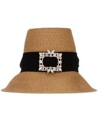 Roger Vivier - Crystal Buckle Straw Hat - Lyst