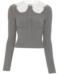 Self-Portrait - Lace Collar Knitted Top - Lyst