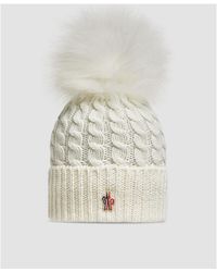 Moncler - Grenoble Cable Knit Pom Pom Beanie Hat - Lyst