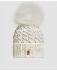 Moncler - Grenoble Cable Knit Pom Pom Beanie Hat - Lyst