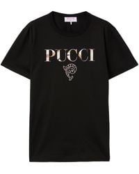 PUCCI - Pure Cotton T-Shirt With Contrasting Logo - Lyst