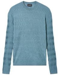 Emporio Armani - Diamond Stitch Virgin Wool Crewneck Sweater - Lyst