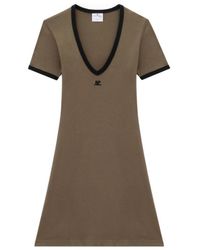 Courreges - Courrèges Contrast V-Neck Mini Dress - Lyst