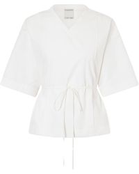 Calvin Klein - Lynn Cotton-Poplin Wrap Blouse - Lyst