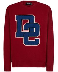 DSquared² - Logo-Intarsia Knit Crewneck Jumper - Lyst
