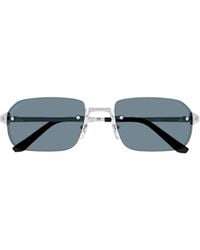 Cartier - Rectangular Frame Sunglasses - Lyst