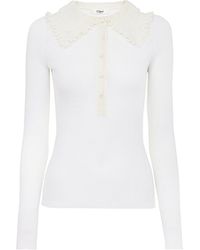 Chloé - Lace-Collar Long-Sleeve Shirt - Lyst