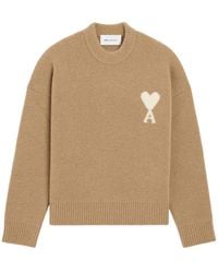 Ami Paris - Ami Logo Detailed Crewneck Jumper - Lyst