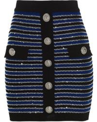 Balmain - High-Waisted Buttoned Knit Skirt For - Lyst