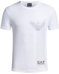 EA7 - Round-Necked Logo T-Shirt - Lyst