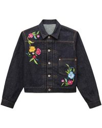 KENZO - Floral Embroidered Denim Jacket - Lyst
